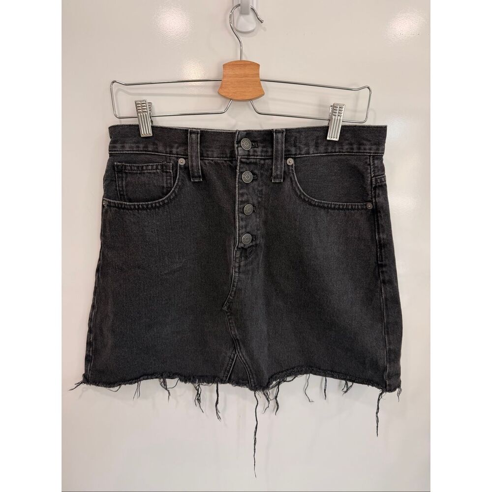 Madewell Rigid Denim A-Line‎ Mini Skirt 28 Black